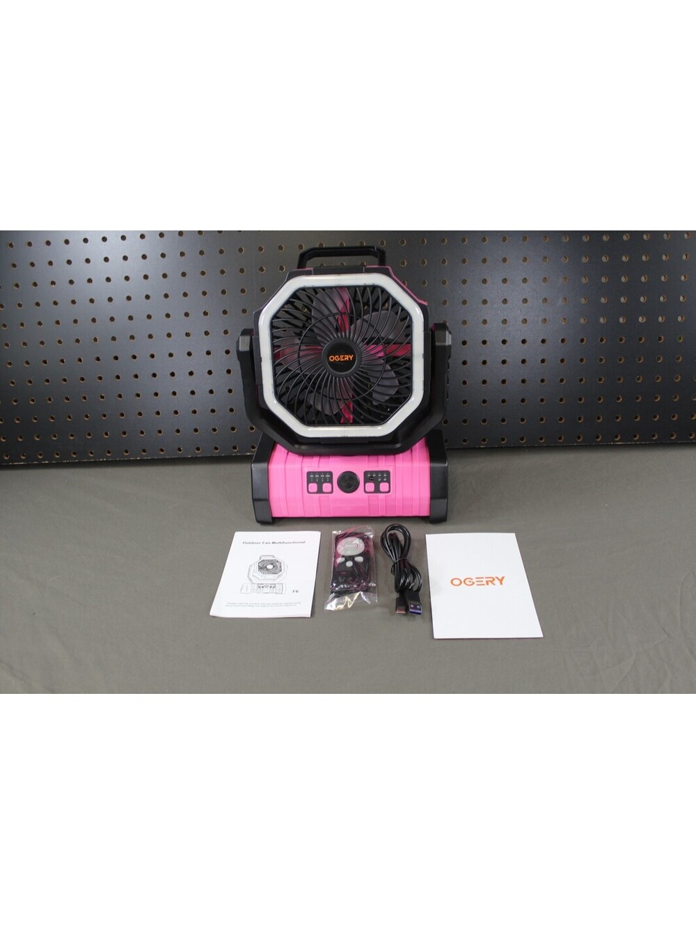 OGERY Pink Portable Camping Fan with Remote